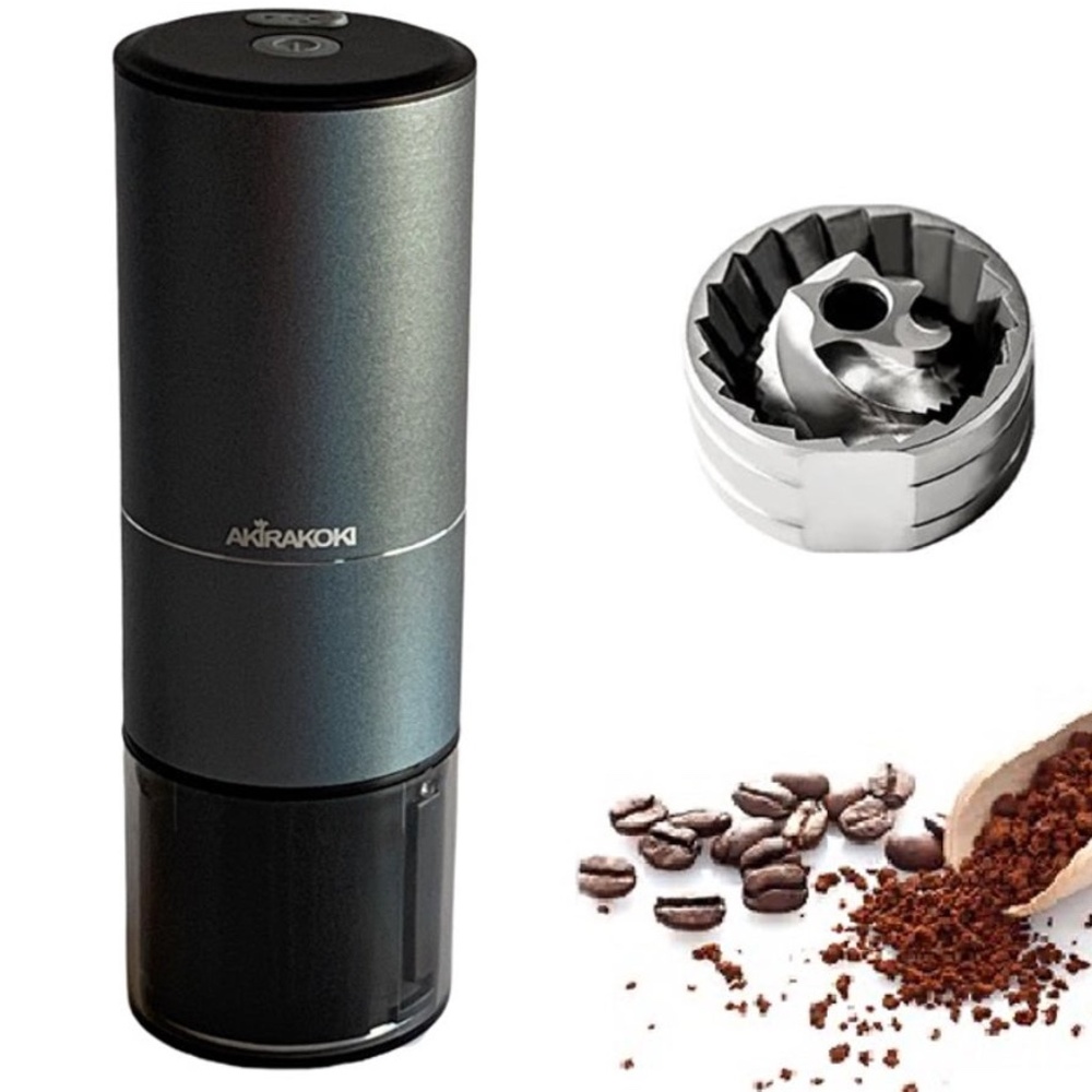 AKIRAKOKI Burr Coffee Grinder Electric, USB Rechargeable Cordless Capacity - GB